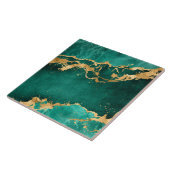 Emerald Green en Gold abstract Tegeltje (Zijkant)