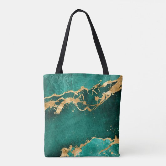 Emerald Green en Gold abstract Tote Bag (Achterkant)