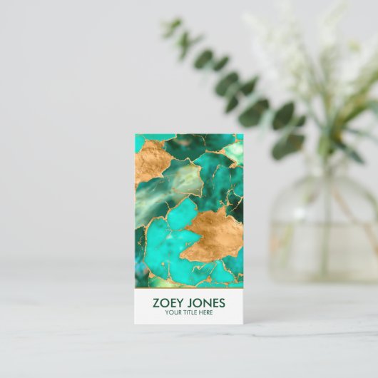 Emerald Green en Gold abstract Visitekaartje (Staand voorkant)