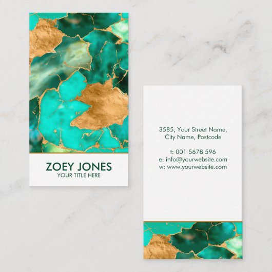 Emerald Green en Gold abstract Visitekaartje (Voorkant / Achterkant)