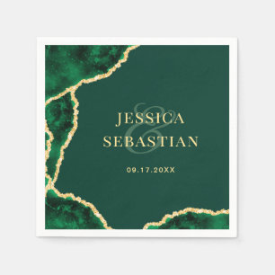 Emerald Green en Gold Agate Elegant Wedding Servet