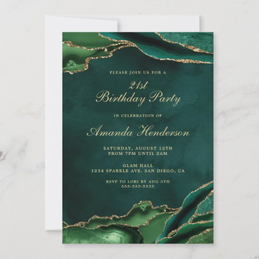 Emerald Green en Gold Agate Marble Kaart (Voorkant)