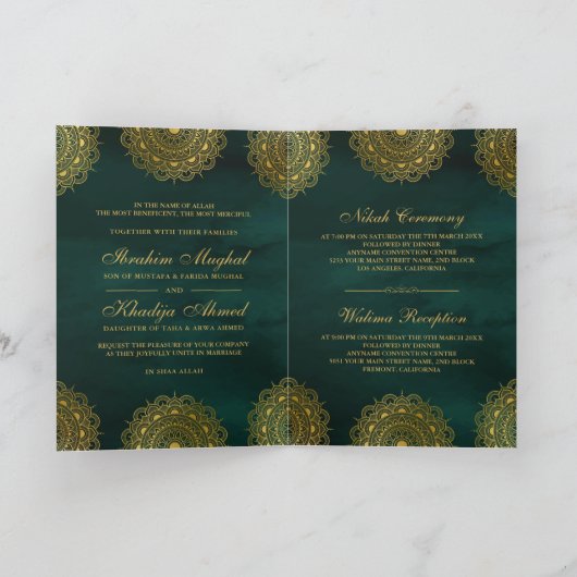 Emerald Green en Gold Asian Motif Muslim Wedding (Binnen)