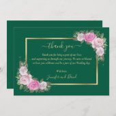Emerald Green en Gold Blush Floral Hartelijk dank Bedankkaart (Voorkant / Achterkant)