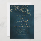 Emerald Green en Gold Botanical Elegant Wedding Kaart (Voorkant)