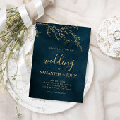 Emerald Green en Gold Botanical Elegant Wedding Kaart