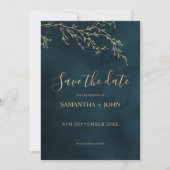 Emerald Green en Gold Botanical Elegant Wedding Save The Date (Voorkant)