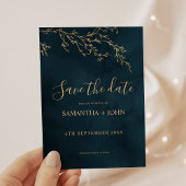 Emerald Green en Gold Botanical Elegant Wedding Save The Date