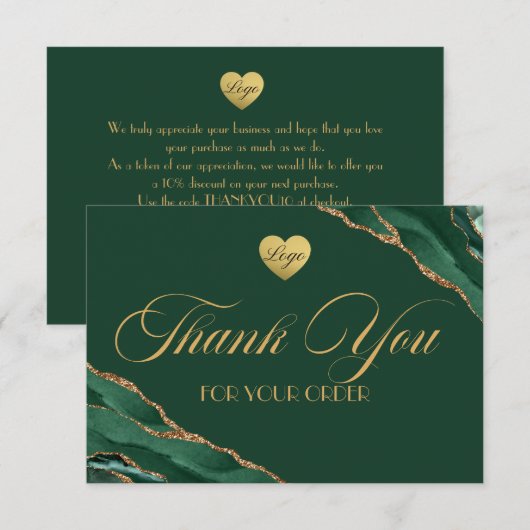 Emerald Green en Gold Business - Hartelijk dank vo Bedankkaart (Voorkant / Achterkant)