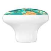 Emerald Green en Gold-cellen abstract Keramische Knop (Zijkant)