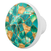 Emerald Green en Gold-cellen abstract Keramische Knop (Rechts)