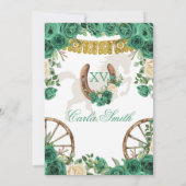 Emerald Green en Gold Charra Mis Quince Kaart (Achterkant)