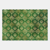 Emerald Green en Gold Damask Kerstmis Inpakpapier Vel (Voorkant 2)