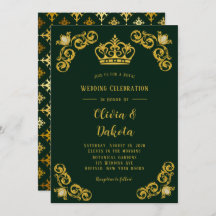 Emerald Green en Gold Damask Royal Wedding