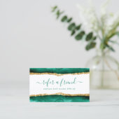 Emerald Green en Gold Elegante Waterverf Aanbevelingskaartje (Staand voorkant)