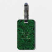 Emerald Green en Gold Elephant Monogrammed Bagagelabel (Achterkant verticaal)