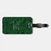 Emerald Green en Gold Elephant Monogrammed Bagagelabel (Achterkant horizontaal)