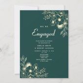 Emerald Green en Gold Engagement Party Kaart (Voorkant)