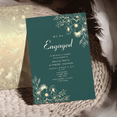 Emerald Green en Gold Engagement Party Kaart