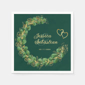 Emerald Green en Gold Eucalyptus Elegant Wedding Servet (Voorkant)