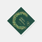 Emerald Green en Gold Eucalyptus Elegant Wedding Servet (Hoek)
