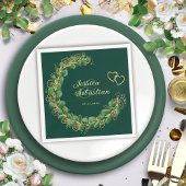 Emerald Green en Gold Eucalyptus Elegant Wedding Servet