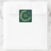 Emerald Green en Gold Eucalyptus Wedding Vierkante Sticker (Tas)