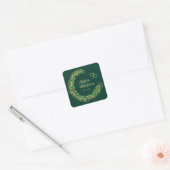 Emerald Green en Gold Eucalyptus Wedding Vierkante Sticker (Envelop)