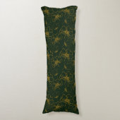 Emerald Green en Gold Floral Body Pillow Lichaamskussen (Voorkant Verticaal)