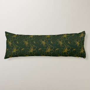 Emerald Green en Gold Floral Body Pillow Lichaamskussen