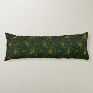 Emerald Green en Gold Floral Body Pillow Lichaamskussen