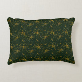Emerald Green en Gold Floral Lumbar Sierkussen Accent Kussen