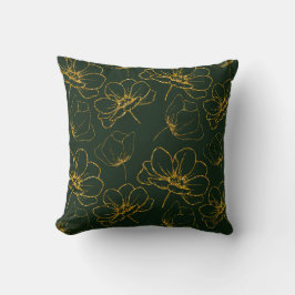 Emerald Green en Gold Floral Sierkussen