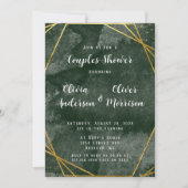 Emerald Green en Gold Geometric Couples Shower Kaart (Voorkant)