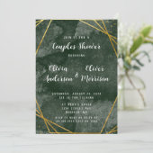 Emerald Green en Gold Geometric Couples Shower Kaart (Staand voorkant)