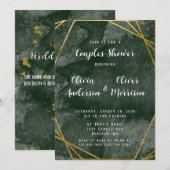 Emerald Green en Gold Geometric Couples Shower Kaart (Voorkant / Achterkant)