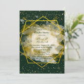 Emerald Green en Gold Geometric Couples Shower Kaart (Staand voorkant)