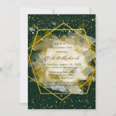 Emerald Green en Gold Geometric Engagement Party Kaart (Voorkant)