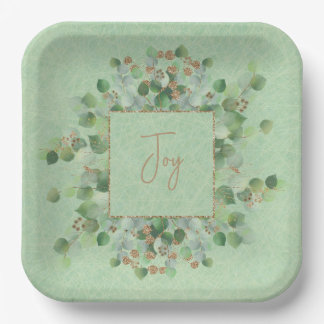 Emerald Green en Gold Glitter Eucalyptus Custom Papieren Bordje