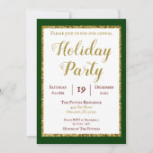 Emerald Green en Gold Glitter Holiday Party Kaart (Voorkant)