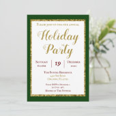 Emerald Green en Gold Glitter Holiday Party Kaart (Staand voorkant)