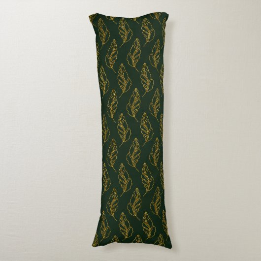 Emerald Green en Gold Leaf Body Pillow Lichaamskussen (Voorkant Verticaal)