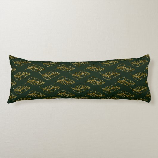 Emerald Green en Gold Leaf Body Pillow Lichaamskussen (Voorkant)