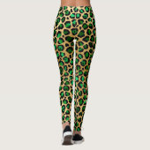 Emerald Green en Gold Leopard Print Leggings (Achterkant)