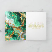 Emerald Green en Gold Marble Agate Verjaardagsfees Kaart (Binnen)