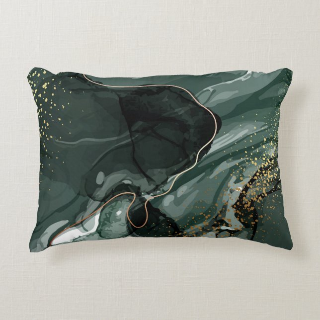 Emerald Green en Gold Marble, marmer Background Accent Kussen (Voorkant)