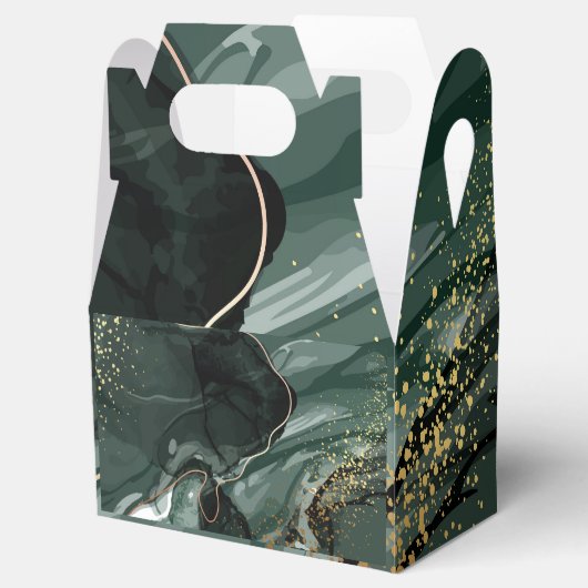 Emerald Green en Gold Marble, marmer Background Bedankdoosjes (Geopend)