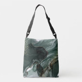 Emerald Green en Gold Marble, marmer Background Crossbody Tas (Achterkant)