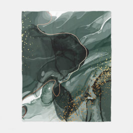 Emerald Green en Gold Marble, marmer Background Fleece Deken