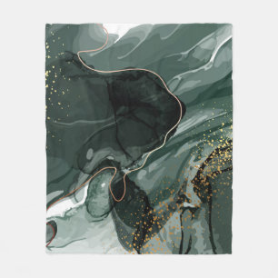 Emerald Green en Gold Marble, marmer Background Fleece Deken